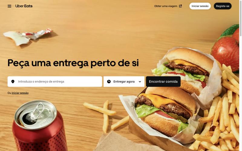 Página do site ubereats.com