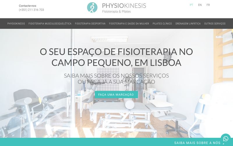 Página do site physiokinesis.pt