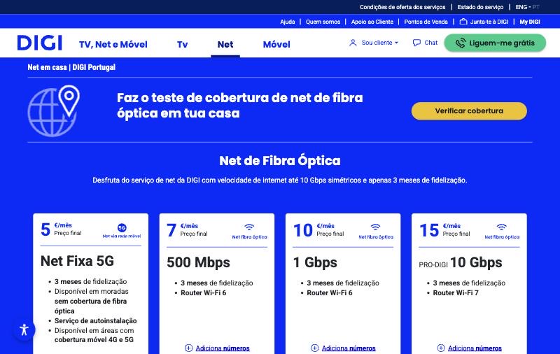 Página de internet do site digi.pt