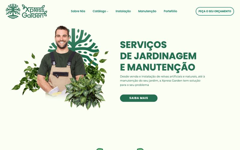 Página do site xpressgarden.pt