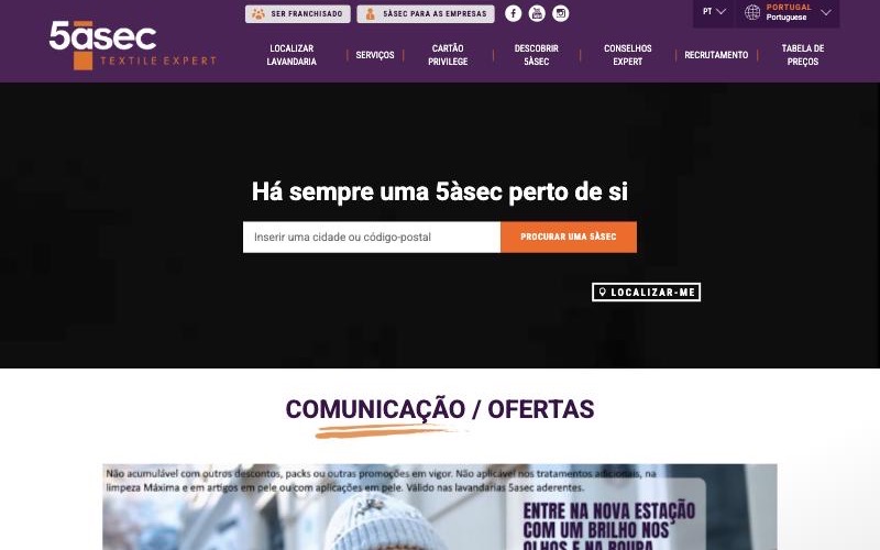 Página do site 5asec.pt