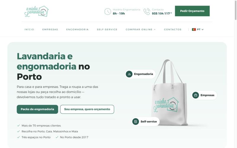 Página do site aminhalavandaria.pt