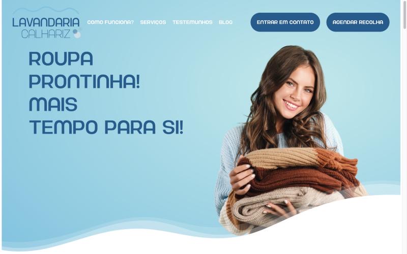 Página do site lavandariacalhariz.pt