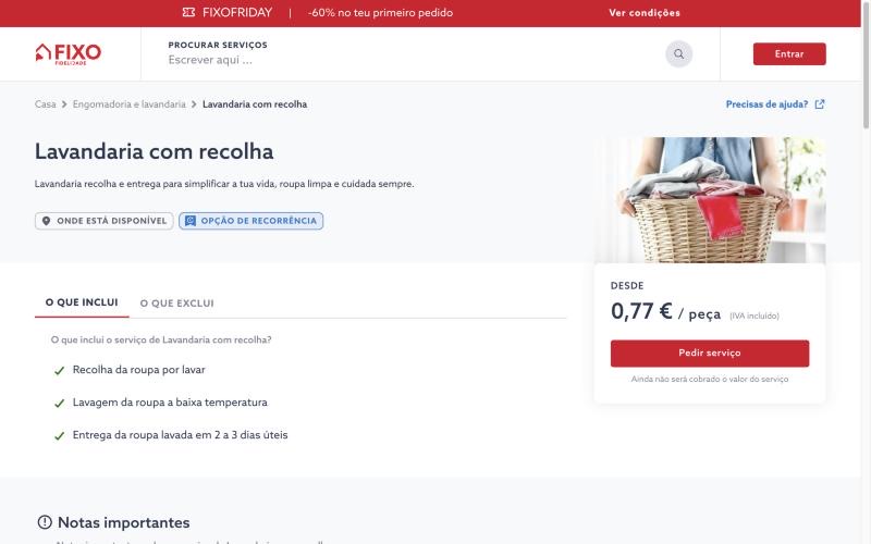 Página do site fixo.pt
