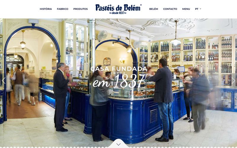 Página do site pasteisdebelem.pt